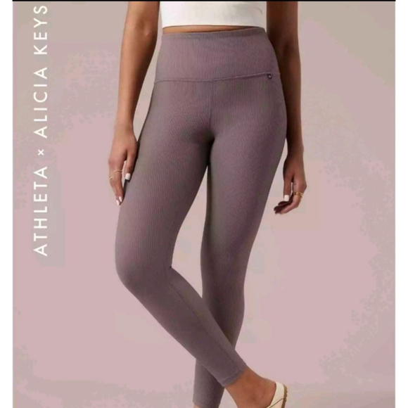 Athleta Pants - Athleta x Alicia Keys Small Purple Pink Mauve Ribbed Elation Tight Leggings